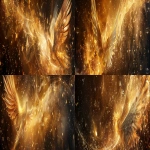 **Divine golden light rays descending from heaven onto floating elemental symbols (fire flame, water droplet, air swirl, earth crystal), angelic wings in background, warm amber and gold color palette, hyper-realistic spiritual energy, cinematic photography --ar 4:1 --v 6.0** - Variations (Strong) by <@900787127892180992> (relaxed)