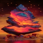 **A Opalized Wooden Spruce Christmas tree with gorgeous red dwarf stars and golden sunlike glass balls, silvery glitter, and an Opalite emerald black hole galaxy in the top. Under it are spaceship presents for Midjourney users. --ar 9:16 --p pvgijvx** - Image #4 &lt;@639231094968942592&gt;