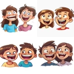 **Funny cartoon faces of a young girl and boy, laughing hard with open mouths and tilted heads, eyebrows raised, cheeks lifted, playful expressions. No background. Created Using: Clip Studio Paint, comic cartoon style, vibrant children’s colors, clean line art, humorous style, simplified design --ar 3:4 --v 6.0** - <@1380326100856737813> (relaxed)