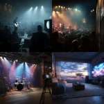 **Create a high-quality ultra-realistic photo background which is colour graded of a 1950s rock and roll concert. Have a large tv / screen on the right hand side near the edge of the picture which you can see the whole screen** - <@1168106068602261574> (fast)