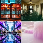 **a surreal endless fluorescent corridor that folds in on itself, office hallways merging into hotel lobbies, flooded with mirror-smooth reflective water, glowing EXIT signs floating midair, impossible staircases looping upside down, fog-filled empty rooms visible through open doors, vending machines emitting static light, faint reflections of unseen people on glossy walls, eerie symmetry, dreamlike volumetric haze, reality bending and collapsing, cinematic lighting, ultrarealistic textures, analog horror vibe, uncanny calm atmosphere, hyper-detailed architecture, Escher-like geometry, reflections behaving wrong, photo-real, long exposure glow, 35mm lens, --ar 9:16 --chaos 60 --v 6.0 --raw** - <@692146423638261810> (relaxed)