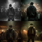 **Cinematic noir shot from behind a strong Black man in worn jeans and a weathered hoodie, dreads tied back. His shoulders are tense as he faces a smoky room where blurred silhouettes stand watching him. Harsh noir lighting with deep shadows, gritty textures, and muted tones. Atmosphere heavy with suspense, like a neo-noir thriller still, low-angle from behind** - <@1190437763850444862> (fast)
-# Create, explore, and organize on [midjourney.com](<https://midjourney.com/imagine?from_discord=1>)