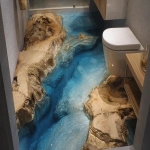 **Surrealism vision, Driftwood root resin blue transparent epoxy resin, new style in bathroom, great stone toilet , HD, super realism, photo quality, --ar 16:9** - Image #3 <@1164377807414116392>
