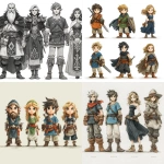 **concept art for a cast of characters for a new handheld Zelda game in the style of The Legend of Zelda Four Swords. --s 500** - <@270629448217264139> (fast)