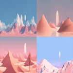 **minimal illustrate 2d3d pale pink desert bright sky --ar 44:7** - <@1117988865903448218> (fast)