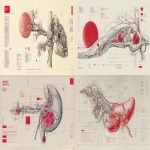 **futuristic anatomical diagram, cyber-biological elements, minimal typography labels, clean layout inspired by old scientific atlases synthetic pancreas organ and cells, in the mood of Ghost in The Shell, transparents parts, digital illustration, red accents, ivory background, suitable for a magazine cover --ar 16:9 --v 7.0** - <@153912116150140929> (fast)