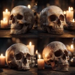 **skull facing forward,dramatically lit, hyper realistic, candle burning , unreal engine ominous** - Variations (Strong) by <@973572765686829076> (fast)** - Variations (Strong) by <@973572765686829076> (fast)