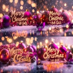**"Merry Christmas ‘68 Gals" message in elegant gold and red calligraphy, surrounded by glowing red ornaments, violet ribbons, and pink fairy lights, soft snow falling, warm orange candlelight reflection on frosty glass background. Created Using: Canon EOS R5, festive typography, cinematic holiday lighting, bokeh background, reflective surfaces, lens flare, color harmony design, 4K render quality, hd quality, natural look --ar 4:3 --v 6.1** - Variations (Strong) by <@1327691479602298971> (fast, stealth)
