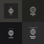 **Ultra-minimal real estate logo, stylized globe icon formed by intersecting lines placed between "Reality East" and "West", all caps modern font, monochromatic, negative space concept, horizontal layout. Designed for print and web, scalable icon, clarity in micro format. Created Using: Affinity Designer, Bauhaus and Scandinavian minimalism, pixel-perfect vector, icon design principles, font pairing grid --ar 1:1 --v 6.0** - <@947934760217489448> (fast)