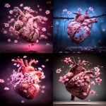 **anatomical heart with vines and small flower blooms intertwined with the veins coming from the heart --p f6gpn1a jd7xn9k --ar 4:5** - <@948741381743083580> (relaxed)