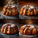 **Portrait of a kouglof viennoiserie, captured with a Canon EOS R4 camera. The image has undergone professional color grading and post-production for optimal picture quality. The focus is clear on the bundt-like form, with warm tones, soft lighting, and a rustic stone table background. The shallow depth of field creates a sense of realism, highlighting the sharp details of the powdered sugar, golden crust, and raisins embedded in the dough. --ar 3:4 --profile du9fnbw --v 7.0** - <@230763620764614656> (relaxed, stealth)