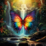 **dream like image of rainbow colored butterfly, forest background, waterfall, epic scenery, photorealistic --v 5.2** - Upscaled (2x) by <@754226842650542162> (relaxed, stealth)
