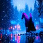 **A classic Budweiser Christmas commercial reimagined, replacing the iconic Clydesdale horses with ultraviolet unicorn ukiyo-e. The scene features ultraviolet glowing unicorns with radiant neon manes and tails in blues, purples, and pinks, galloping majestically through a snow-covered village at twilight. The atmosphere is festive and magical, with softly lit lanterns casting a warm glow on the snowy streets, and the unicorns’ vibrant ultraviolet hues creating a striking contrast against the serene winter backdrop. The setting captures the spirit of a traditional Budweiser ad, with a modern fantastical twist inspired by the ultraviolet unicorn ukiyo-e theme. --ar 295:166 --style raw --s 250 --c 25 --q 2 --p x1ml6ks 7t7o6mb** - Image #4 <@1059634795207991457>