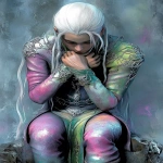 **&lt;https://s.mj.run/wPtzU6hV7AQ&gt; &lt;https://s.mj.run/DIx2ZNck0Ec&gt; chiseled relief made from burnished opalized wood, bone and silver bitcrushed manneqin of a vampire necromancer from umbra reign, evil, summoning white walkers in tundra, haze, snow geomagnetic storm, graphic novel comic style by alex ross --ar 89:128 --sref 458070931 2538608796 3591463543 --profile sdcgav1 --v 6.1** - Image #1 &lt;@1002947002323185734&gt;