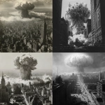 **1940’s black and white photo of a nuclear bomb dropped on New York by the Germans** - <@766781671370391572> (fast)