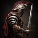 **gladiator in full armor wielding a sword standing sideways with coloring him** - Image #3 <@1239369469080506409>