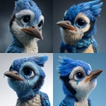 **3d cartoon, Pixar, blue jay crying, there's a tear falling from one eye** - <@1093173312164745367> (fast)