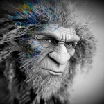 **Monochronolith is a mysterious concept Neanderthalensis creature living in the Neolithic Era, with a lyrical, ancient or mythic flair, sci-fi/material element version, more epic and timeless, giving it a feminine/organic tone, evokes evolution or a reboot, full body low angle shot with slight motion blur and long exposure, ray-traced ambient, techno distorted, unreal engine 5, 7-color gradient, freehand drawn, black and white ambient occlusion map --s 400 --c 30 --q 4 --p 4x7uqag jh81ly1 --ar 51:67 --no text, words, font --sref <https://s.mj.run/LZxb71q8hqs>** - Image #3 <@1059634795207991457>