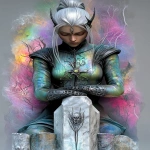 **&lt;https://s.mj.run/wPtzU6hV7AQ&gt; &lt;https://s.mj.run/DIx2ZNck0Ec&gt; chiseled relief made from burnished opalized wood, bone and silver bitcrushed manneqin of a vampire necromancer from umbra reign, evil, summoning white walkers in tundra, haze, snow geomagnetic storm, graphic novel comic style by alex ross --ar 89:128 --sref 458070931 2538608796 3591463543 --profile sdcgav1 --v 6.1** - Image #4 &lt;@1002947002323185734&gt;