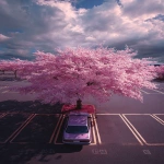 **<https://s.mj.run/qEeV4Z4MR8Q> japan, single cherry blossom tree, top angle view, carpark, clouds sky, amazing colours and lighting, vibrant, nostalgic, --ar 2:3 --v 7.0** - Image #1 <@299543579276345345>