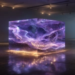 **a clear box filled with swirling trails of purple light, that is falling through dark space with bands of light trailing --ar 2:3 --s 250** - Image #4 <@1088093143066488912>