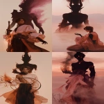 **Anime Movie Still, a handsome man, evil king, cinematic, depth effect, full body, magic, monsters, demons, dark, dark magic, ominous, opalized wood --raw --niji 6 --p w36chcu vv1gqvp --ar 9:16 --sref 2084662010** - <@347448894403379200> (fast, stealth)