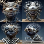 **<https://s.mj.run/CDd2LqYZmt8> insect doll locust roach hive, egg nest alien crawling on a scanline distortion fire, eyes burning, white pupil with red center, roasting on the beach, dusk cinematic --ar 2:3 --s 666 --p ajjw9qi --sref 4240880785 2348464004 <https://s.mj.run/8BMbIED5OrQ> --v 7.0** - <@788265797444173834> (fast)