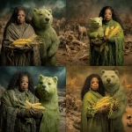 **Oprah Winfrey and a green bear holding corn in the zombie apocalypse in Africa** - Remix (Strong) by <@846201883139375114> (turbo)