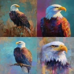 **a pastel color dynamic loose pallette knife, painting of an Americana bald eagle --ar 3:4** - <@1204459829629026307> (fast)