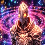 **futuristic watcher sentinel in weathered bronze armor, glowing yellow eyes beneath a sleek helm, observing a holographic almagest spiral galaxy grid, dramatic cinematic lighting, Unreal Engine-style, ultra HD 8K --ar 3:2 --exp 25 --p l8ux4yj --v 7.0** - Image #2 <@106534493057220608>