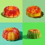 **a jiggly jello bunt cake on a green seamless background** - <@1392132639363694703> (fast)