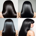 **close-up of a woman's straight, dark hair with a white background. the long, sleek, shiny black hair is in the style of advertising photography, with a blow-out effect. the hair color is jet-black and glossy, appearing shiny and smooth. the hair is a deep length, reaching down to the shoulders, with no bangs or waves. --ar 46:61** - <@1176528279734329450> (fast)