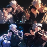 **Still taken shot from anime episode - Levi Ackerman from Attack on Titan and Satoru Gojo from Jujutsu Kaisen. Gojo has white hair, his arm around Levi's shoulder and is posing with a big smile and making a peace sign, Levi has black hair, has his arms crossed and looks slightly annoyed against a black background with sparkles in the art style of attack on titan anime. Friendship-style pose, Anime TV art style, attack on titan, jujutsu Kaisen. Uniform details, beautiful lighting, anime art, manga --niji 6** - <@774763495555072010> (fast)
-# Create, explore, and organize on [midjourney.com](<https://midjourney.com/imagine?from_discord=1>)