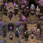 **The crew is fighting into the lavender dungeon --chaos 30 --ar 5:6 --raw --profile snkbdum --stylize 500 --v 7.0** - Remix (Strong) by <@161240424890105856> (relaxed)