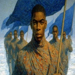 **Ernie Barnes art at Christmas, buffalo soliders 8k, --chaos 99 --ar 8:5 --exp 50 --stylize 750 --v 7.0** - Image #1 <@843177938186797076>