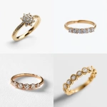 **18k gold and diamond jewelry. italian design, delicate, 4k, clean and clear, high resolution, simple background, product photo, ffront view** - <@881441218012250122> (fast)