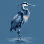 **simple drawing of a blue heron standing. Showing full body** - Image #3 <@1135636698060038216>