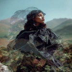 **Cosmography diaphanous double exposure featuring an avant-garde chubby couture double exposure over a spellbinding natural landscape wind blowing wistfully --ar 4:5 --p 2r5399p** - Image #1 <@948741381743083580>