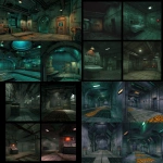 **a set of screenshots of a 3D adventure game on the PlayStation 1. Low polygon models and low resolution, pixilated textures. Washed out colour palette. Set in a disused underground research facility.** - <@270629448217264139> (fast)