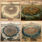 **a 15th century, illustrated map of a renaissance, coastal, walled city-state of islands with canals, in a large, subtropical harbor at the foot of a Vesuvian volcano. The map shows a giant frog under the lagoon. Engraving in sienna on cream-colored paper with red highlights.** - <@470028338816090113> (fast)
-# Create, explore, and organize on [midjourney.com](<https://midjourney.com/imagine?from_discord=1>)