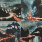 **impossibly noir Shanghai nightlife, Sanskrit woodcut in kathakali spring palette, Kathakali old masters technique, heavy mopped traffic, deep focus distant winding lit roads down forested mountainside --raw --v 7.0 --sref 275192691 1958632036 1430290407 3311227420** - <@1000163713564823602> (fast)