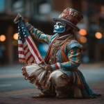 **blue state winner waves American flag kathakali --s 250 --v 7.0 --ar 4:5** - Image #1 <@974789918188535848>