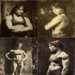 **Speleothem young female muscular bodybuilder in 1910, strongwoman, sepia, old time photography, film grain --ar 2:3** - <@538878031226470440> (fast)