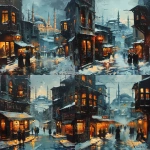 **An underground tunnel beneath Istanbul inspired by Orhan Pamuk’s "The Black Book", beginning in an old puppet shop filled with hanging marionettes, the tunnel illuminated by lanterns and candlelight, flowing like a mythic passage toward a distant bridge over the Bosphorus Strait, city layers stacked vertically, dreamlike literary symbolism, Persian miniature painting style, Ottoman manuscript illustration, flattened spatial depth, delicate linework, ornamental geometry, gold accents, deep ultramarine and sepia tones, snowing weather , snowflake macrophotography, poetic melancholy, archival painting texture, timeless narrative art. Replace with turkiye lanterns, reduce number --v 6.0 --stylize 650 --ar 3:4** - Variations (Strong) by <@1091053757971845220> (fast)