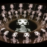 **<https://s.mj.run/rpkyGrtcXsU> Op Art inside a Zoetrope with a zoetrope sequence of images of scagliola faces of a living Sokushinbutsu ascetic female living mummies. glitch poster, in the style of adrian smith, fisheye effects, wes wilson, brice marden, portraitist extraordinaire, light jade green and dark red, split toning --iw .4 --ar 2:3** - Image #2 <@970801264432668722>