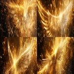 **Divine golden light rays descending from heaven onto floating elemental symbols (fire flame, water droplet, air swirl, earth crystal), angelic wings in background, warm amber and gold color palette, hyper-realistic spiritual energy, cinematic photography --ar 4:1 --v 6.0** - Variations (Strong) by <@900787127892180992> (relaxed)