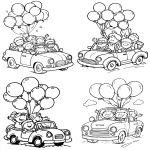 **Cute cartoon convertible car with balloons, happy passengers, simple shapes, thick bold outlines, low detail, black and white line art, no shading, kids coloring book --ar 9:11 --v 7.0** - <@1056554354854854686> (fast)
-# Create, explore, and organize on [midjourney.com](<https://midjourney.com/imagine?from_discord=1>)