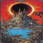 **woodcut tarot of versailles illustration of medieval castle with final black lunar eclipse with a fire halo, good and gentle dragon flying over, white border --ar 9:16 --p l2cb7pz --v 7.0** - Image #1 <@1054482006731395092>