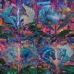 **<https://s.mj.run/mvmEvtmH-sU> A comic book-style collage featuring two symmetrical horses guarding a door to a new world. An urban pop art poster. Holographic icon relics glow with kawaii energy, prismatic cores, and the glow of kinetic emotion. Set in a hybrid cityscape that blends Shibuya Crossing and Seoul's Hongdae Street, holographic neon signs, clouds of graffiti ribbons, sticker bomb icon clusters, and kinetic advertising orbs cross reflective glass. A gorgeous, decorative door appears in the vast landscape, ushering you into a dream world where sea creatures coexist with humans. A fractal, psychedelic fantasy in the Animatrix Zentangle illustration style. From the moment an invisible key unlocks the door, dazzling rays of light scatter in holographic light. Complex geometric shapes, a glowing forest entrance, and a futuristic, psychedelic journey. Vibrant holographic VFX, ultraviolet glow, aurora flare, lilac neon haze, and prismatic reflections. surreal.urban.pop.art × avant-garde.poster × hyperdetailed × optical neon illusion × holographic magazine cover × rhythm visual installation chaos 90 --ar 5:7 --stylize 1000 --exp 100 --v 7.0 --p tmvzwwh --raw** - <@1039020526447894558> (fast)