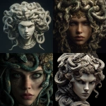 **the beautiful goddess medusa, with detailed realistic snakes as her hair. She will have a determined look in her face. --v 7.0** - <@1238241572940943414> (fast)
